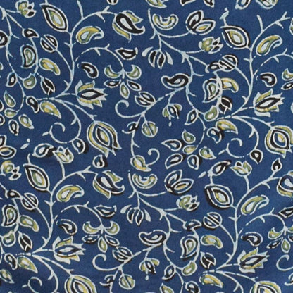 Ajrakh Modal Silk Natural Dye Hand Block Print Unstitched Kurta Fabric  2.50 Mtr  Length  -  SKU : AI17101J