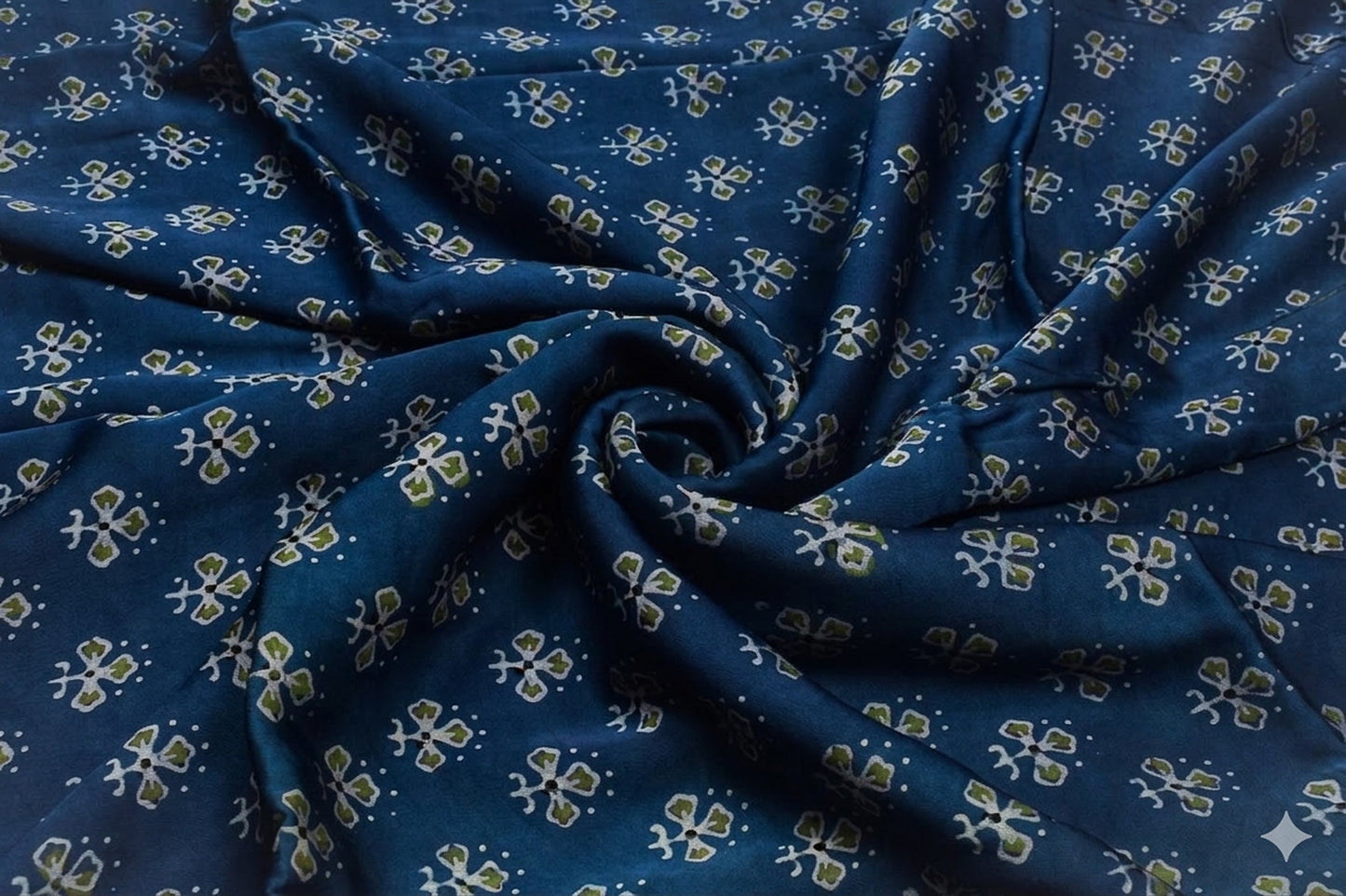 Ajrakh Modal Silk Natural Dye Hand Block Print Unstitched Kurta Fabric   3.00 Mtr Length  -  SKU : AI17102B