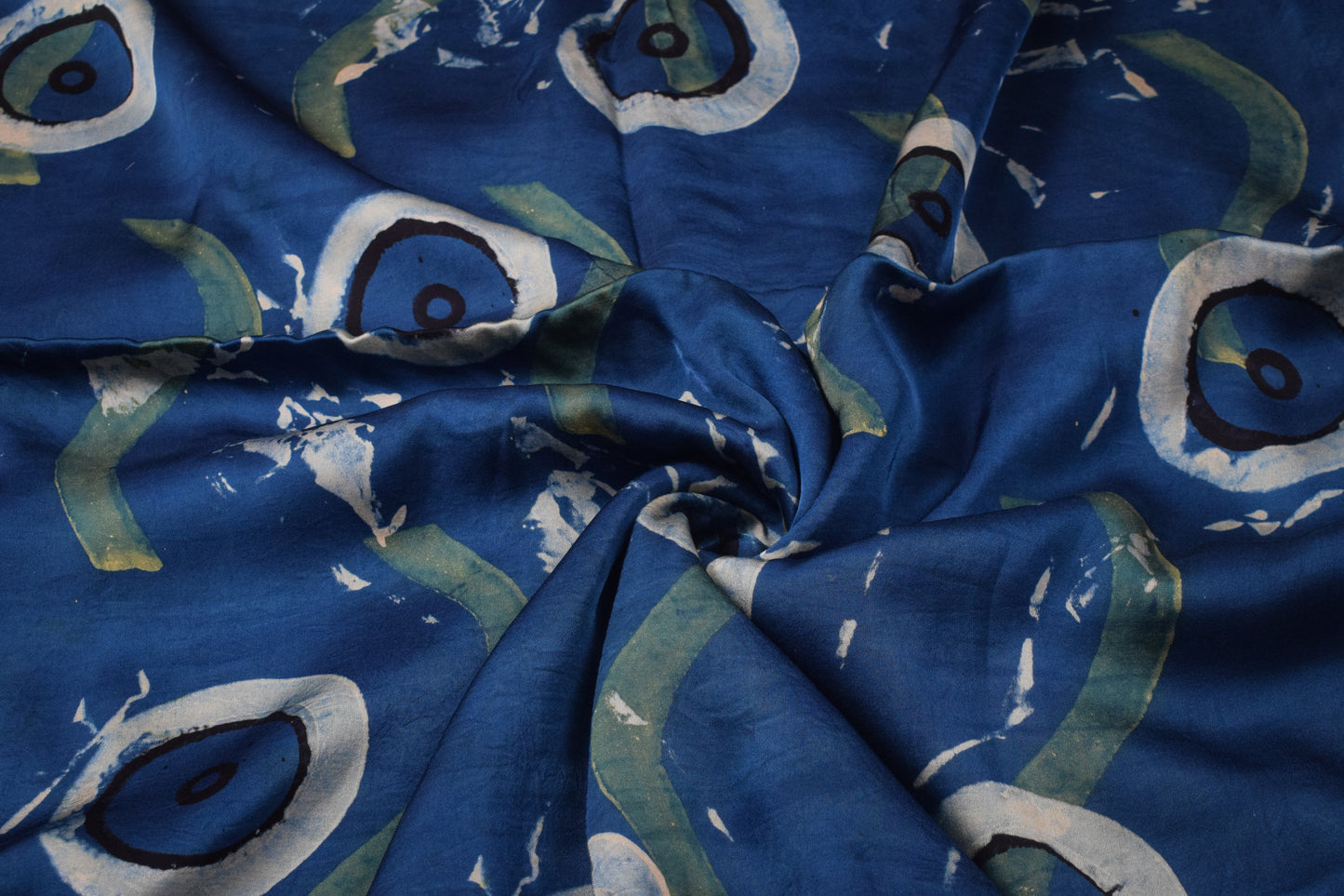 Ajrakh Modal Silk Natural Dye Hand Block Print Unstitched Kurta Fabric  2.50 Mtr Length   -  SKU : AI20101G