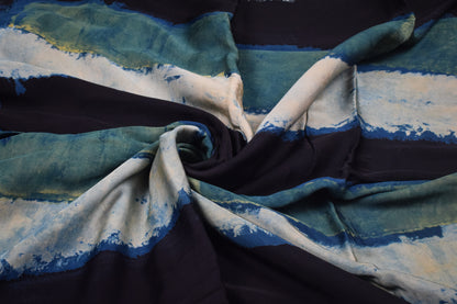 Ajrakh Modal Silk Natural Dye Hand Block Print Unstitched Kurta Fabric   3.00 Mtr Length  -  SKU : AI20102O