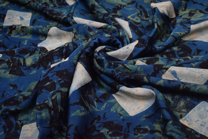 Ajrakh Modal Silk Natural Dye Hand Block Print Unstitched Kurta Fabric   3.00 Mtr Length  -  SKU : AI20102W