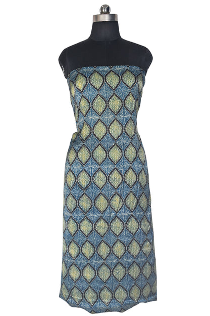 Ajrakh Modal Silk Natural Dye Hand Block Print Unstitched Kurta Fabric   2.5 Mtr  Length  -  SKU : AI22501O