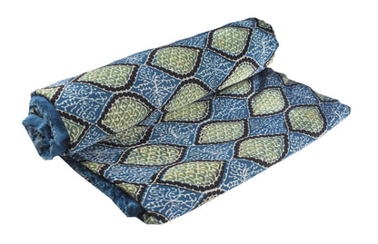 Ajrakh Modal Silk Natural Dye Hand Block Print Unstitched Kurta Fabric   3 Mtr  Length  -  SKU : AI22502O