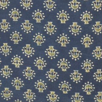 Ajrakh Modal Silk Natural Dye Hand Block Print Unstitched Kurta Fabric    2.5 Mtr  Length  -  SKU : ID24B01K