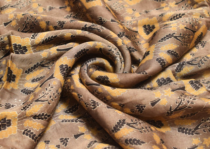 Ajrakh Modal Silk Natural Dye Hand Block Print Unstitched Kurta Fabric    2.5 Mtr  Length  -  SKU : HM26B01F