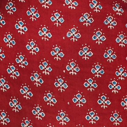 Ajrakh Modal Silk Natural Dye Hand Block Print Unstitched Kurta Fabric  2.50 Mtr Length   -  SKU : AI17101G