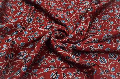 Ajrakh Modal Silk Natural Dye Hand Block Print Unstitched Kurta Fabric  2.50 Mtr Length   -  SKU : AI17101O