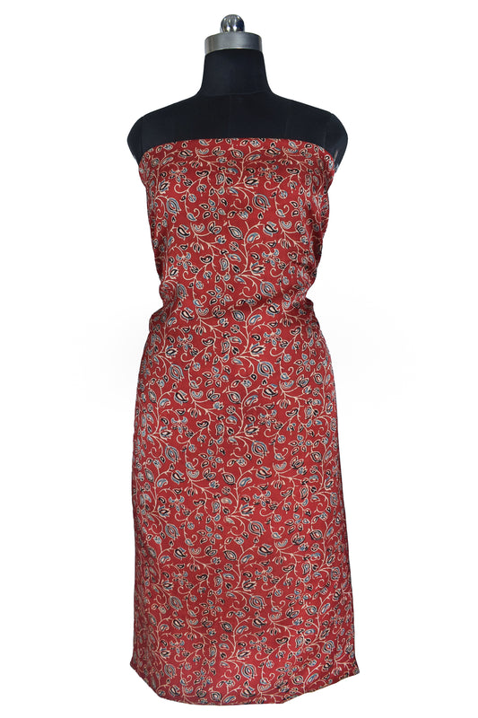 Ajrakh Modal Silk Natural Dye Hand Block Print Unstitched Kurta Fabric   3.00 Mtr Length  -  SKU : AI17102O