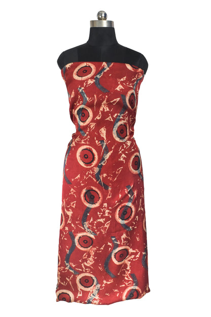 Ajrakh Modal Silk Natural Dye Hand Block Print Unstitched Kurta Fabric  2.50 Mtr Length   -  SKU : AI20101B