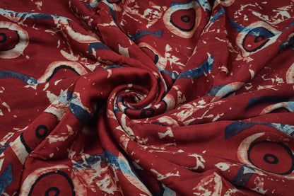 Ajrakh Modal Silk Natural Dye Hand Block Print Unstitched Kurta Fabric  2.50 Mtr Length   -  SKU : AI20101B