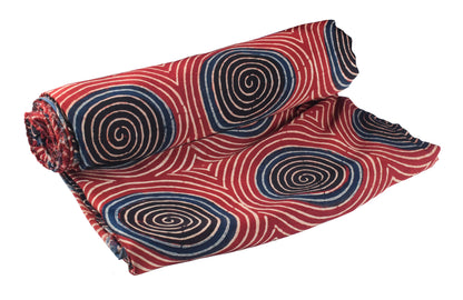 Ajrakh Modal Silk Natural Dye Hand Block Print Unstitched Kurta Fabric   3 Mtr  Length  -  SKU : AI22502B