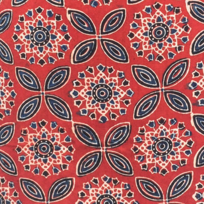 Ajrakh Modal Silk Natural Dye Hand Block Print Unstitched Kurta Fabric   2.5 Mtr  Length  -  SKU : AI2250AL