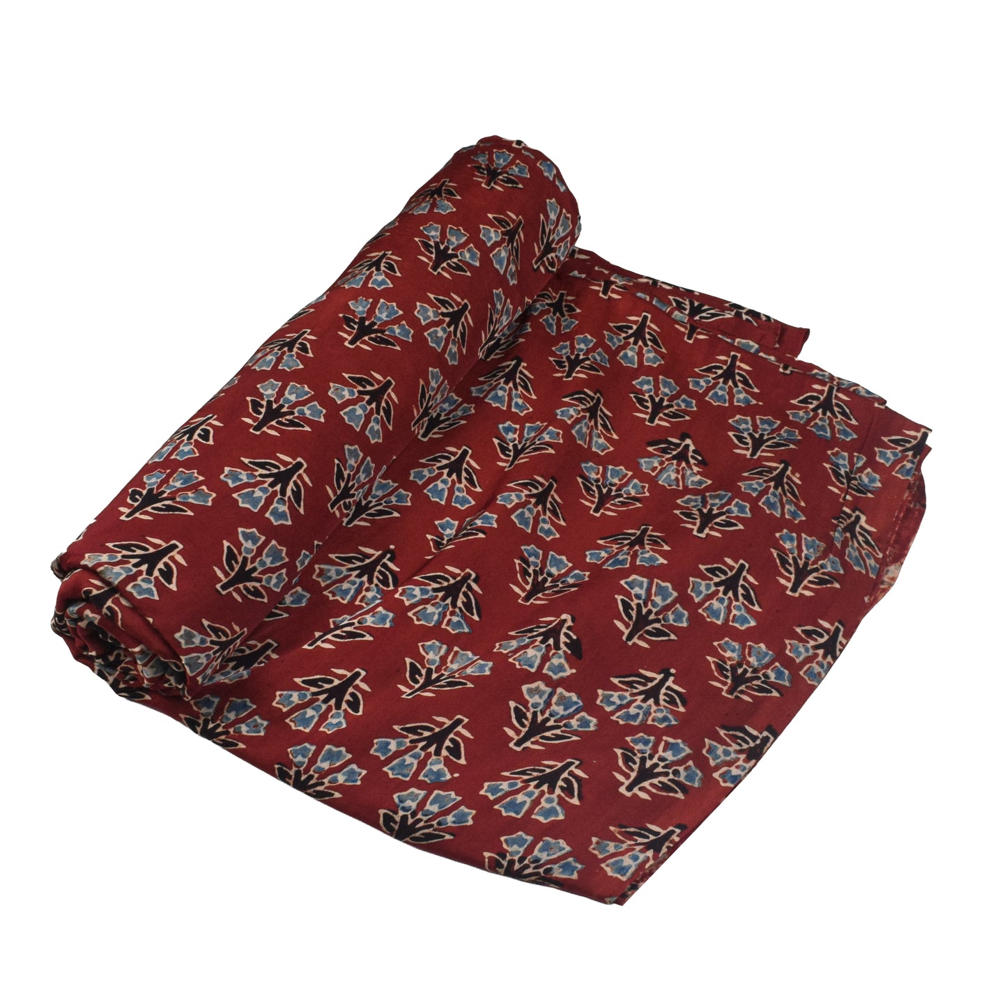 Ajrakh Modal Silk Natural Dye Hand Block Print Unstitched Kurta Fabric   3.00 Mtr Length  -  SKU : AI30102B