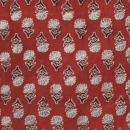Ajrakh Modal Silk Natural Dye Hand Block Print Unstitched Kurta Fabric   3.00 Mtr Length  -  SKU : AI30102R