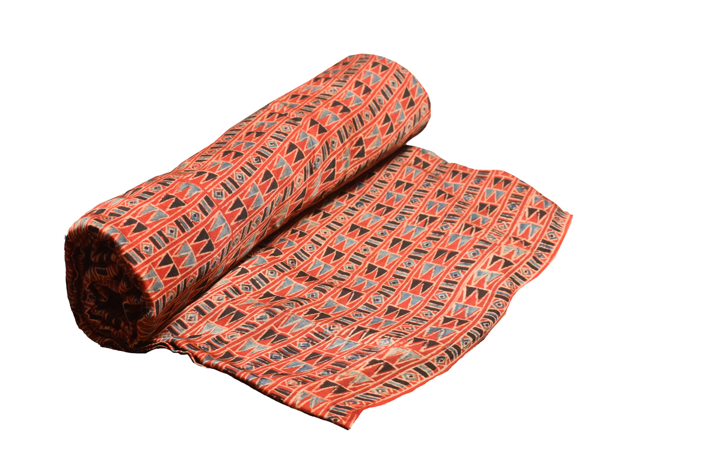 Ajrakh Modal Silk Natural Dye Hand Block Print Unstitched Kurta Fabric    2.5 Mtr  Length  -  SKU : HM26B01C