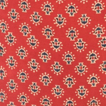Ajrakh Modal Silk Natural Dye Hand Block Print Unstitched Kurta Fabric    2.5 Mtr  Length  -  SKU : ID24B01J