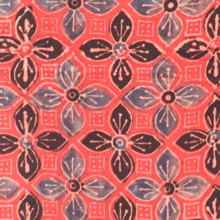 Ajrakh Modal Silk Natural Dye Hand Block Print Unstitched Kurta Fabric    2.5 Mtr  Length  -  SKU : JB23B01A