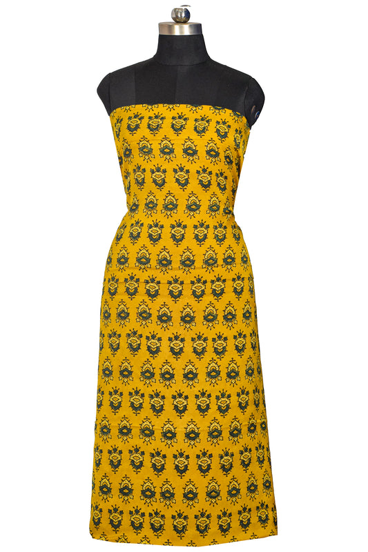 Ajrakh Modal Silk Natural Dye Hand Block Print Unstitched Kurta Fabric  Mtr Length  3 Mtr  Length  -  SKU : AI06402O