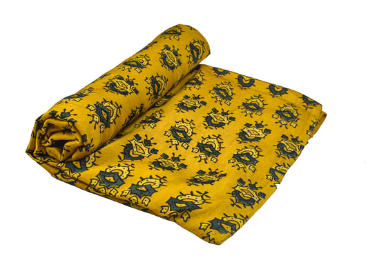 Ajrakh Modal Silk Natural Dye Hand Block Print Unstitched Kurta Fabric  Mtr Length  3 Mtr  Length  -  SKU : AI06402O