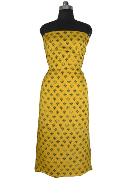 Ajrakh Modal Silk Natural Dye Hand Block Print Unstitched Kurta Fabric  2.50 Mtr Length   -  SKU : AI17101A