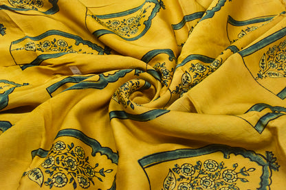 Ajrakh Modal Silk Natural Dye Hand Block Print Unstitched Kurta Fabric  2.50 Mtr Length   -  SKU : AI17101Y
