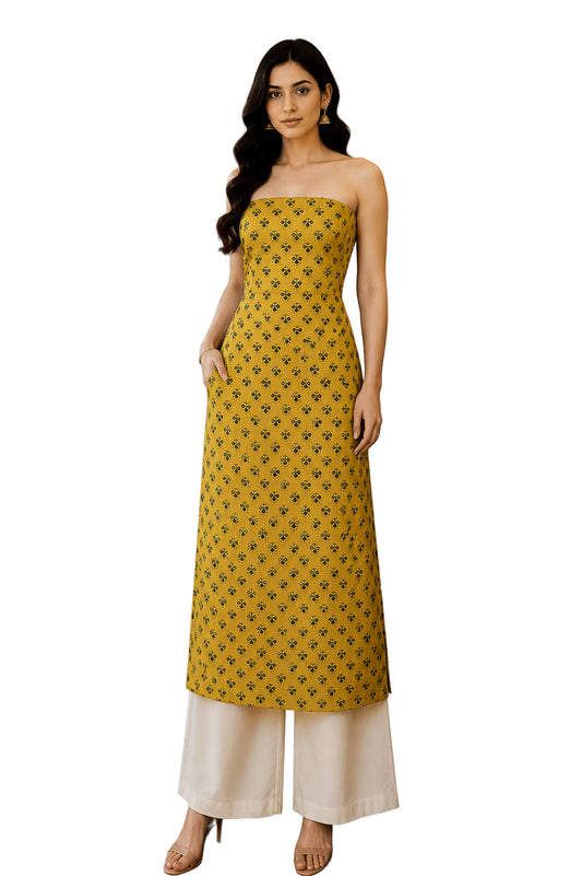 Ajrakh Modal Silk Natural Dye Hand Block Print Unstitched Kurta Fabric   3.00 Mtr Length  -  SKU : AI17102A