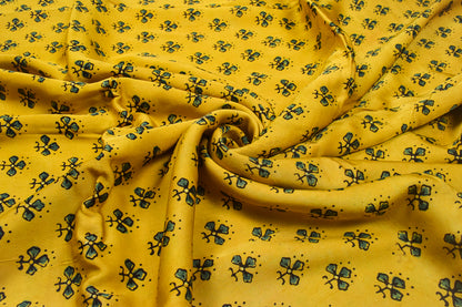 Ajrakh Modal Silk Natural Dye Hand Block Print Unstitched Kurta Fabric   3.00 Mtr Length  -  SKU : AI17102A
