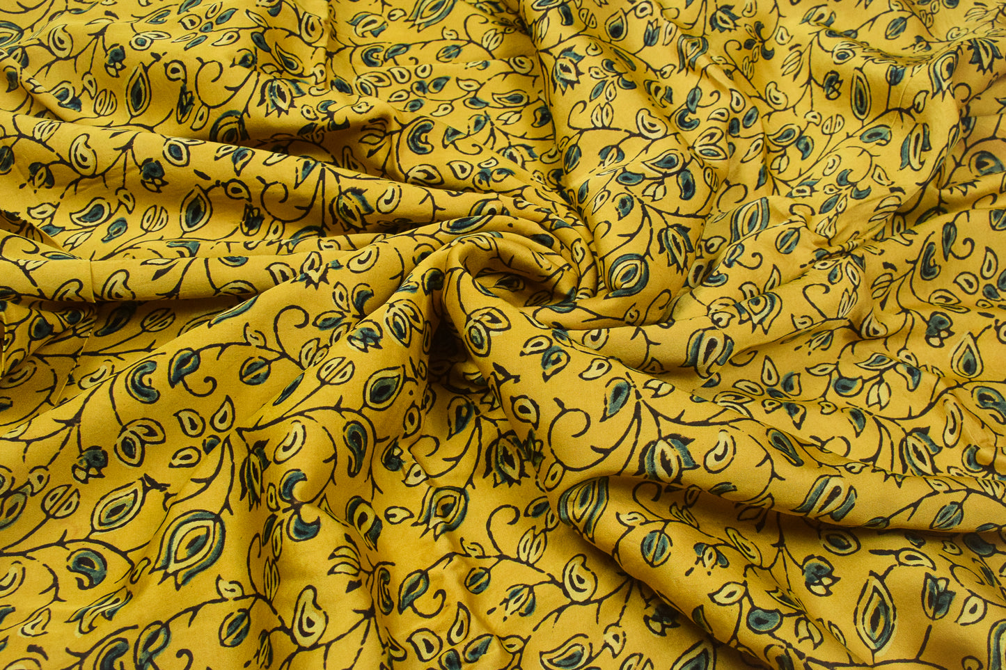 Ajrakh Modal Silk Natural Dye Hand Block Print Unstitched Kurta Fabric  2.50 Mtr Length   -  SKU : AI17101I