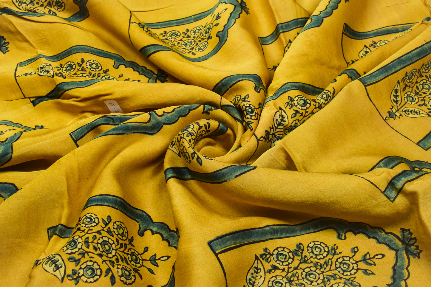 Ajrakh Modal Silk Natural Dye Hand Block Print Unstitched Kurta Fabric   3.00 Mtr Length  -  SKU : AI17102Y