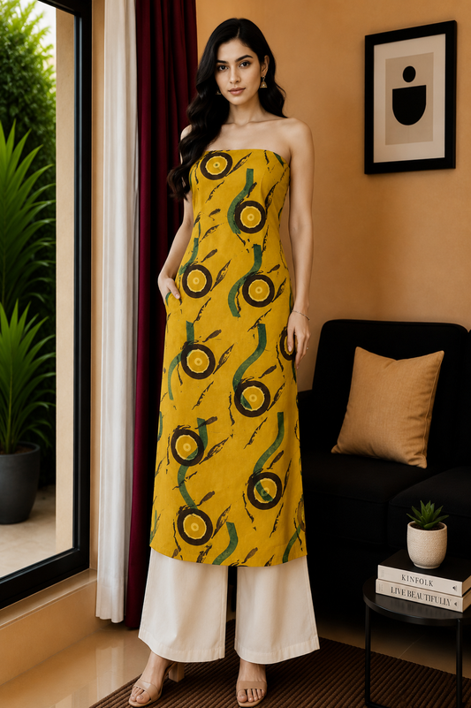 Ajrakh Modal Silk Natural Dye Hand Block Print Unstitched Kurta Fabric  2.50 Mtr Length   -  SKU : AI20101H