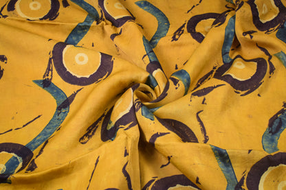 Ajrakh Modal Silk Natural Dye Hand Block Print Unstitched Kurta Fabric  2.50 Mtr Length   -  SKU : AI20101H