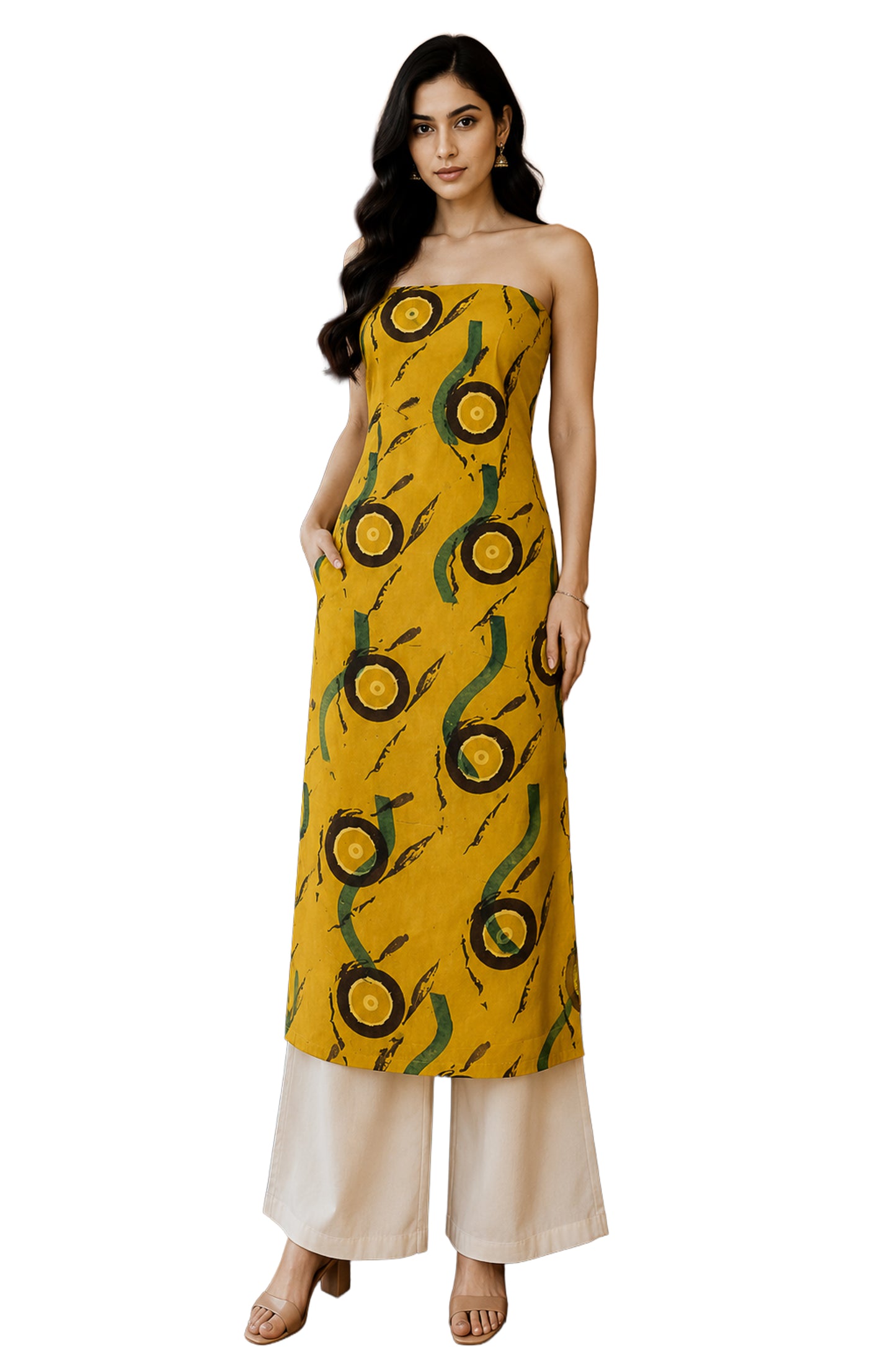 Ajrakh Modal Silk Natural Dye Hand Block Print Unstitched Kurta Fabric   3.00 Mtr Length  -  SKU : AI20102H