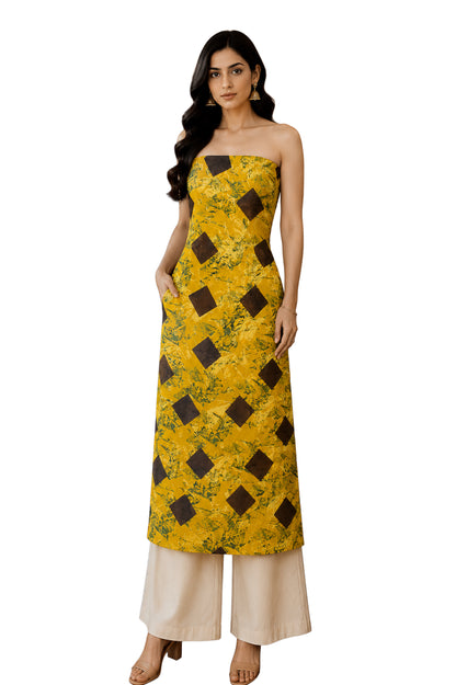 Ajrakh Modal Silk Natural Dye Hand Block Print Unstitched Kurta Fabric   3.00 Mtr Length  -  SKU : AI20102X
