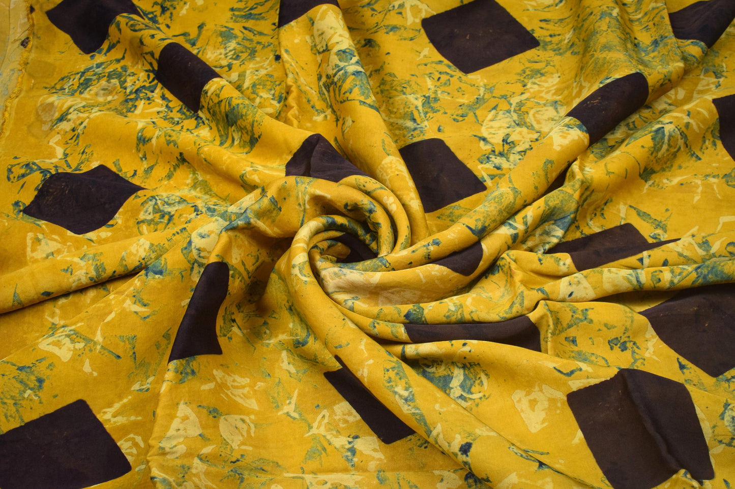 Ajrakh Modal Silk Natural Dye Hand Block Print Unstitched Kurta Fabric   3.00 Mtr Length  -  SKU : AI20102X