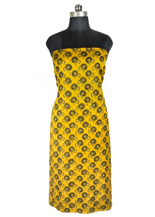 Ajrakh Modal Silk Natural Dye Hand Block Print Unstitched Kurta Fabric   2.5 Mtr  Length  -  SKU : AI28301M