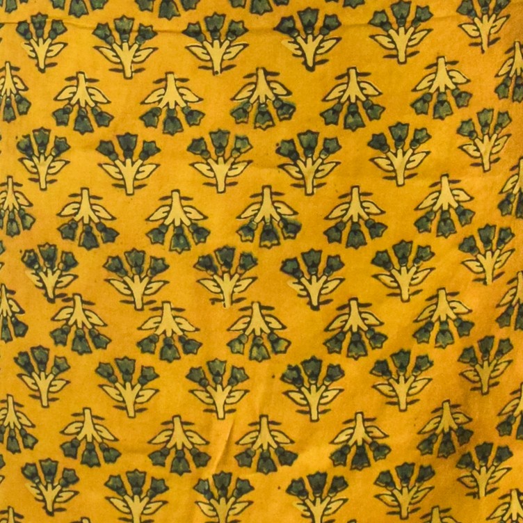 Ajrakh Modal Silk Natural Dye Hand Block Print Unstitched Kurta Fabric  2.50 Mtr Length   -  SKU : AI30101G