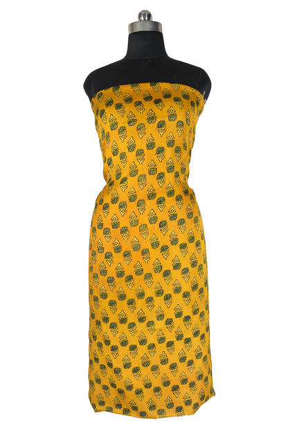 Ajrakh Modal Silk Natural Dye Hand Block Print Unstitched Kurta Fabric  2.50 Mtr Length   -  SKU : AI30101W
