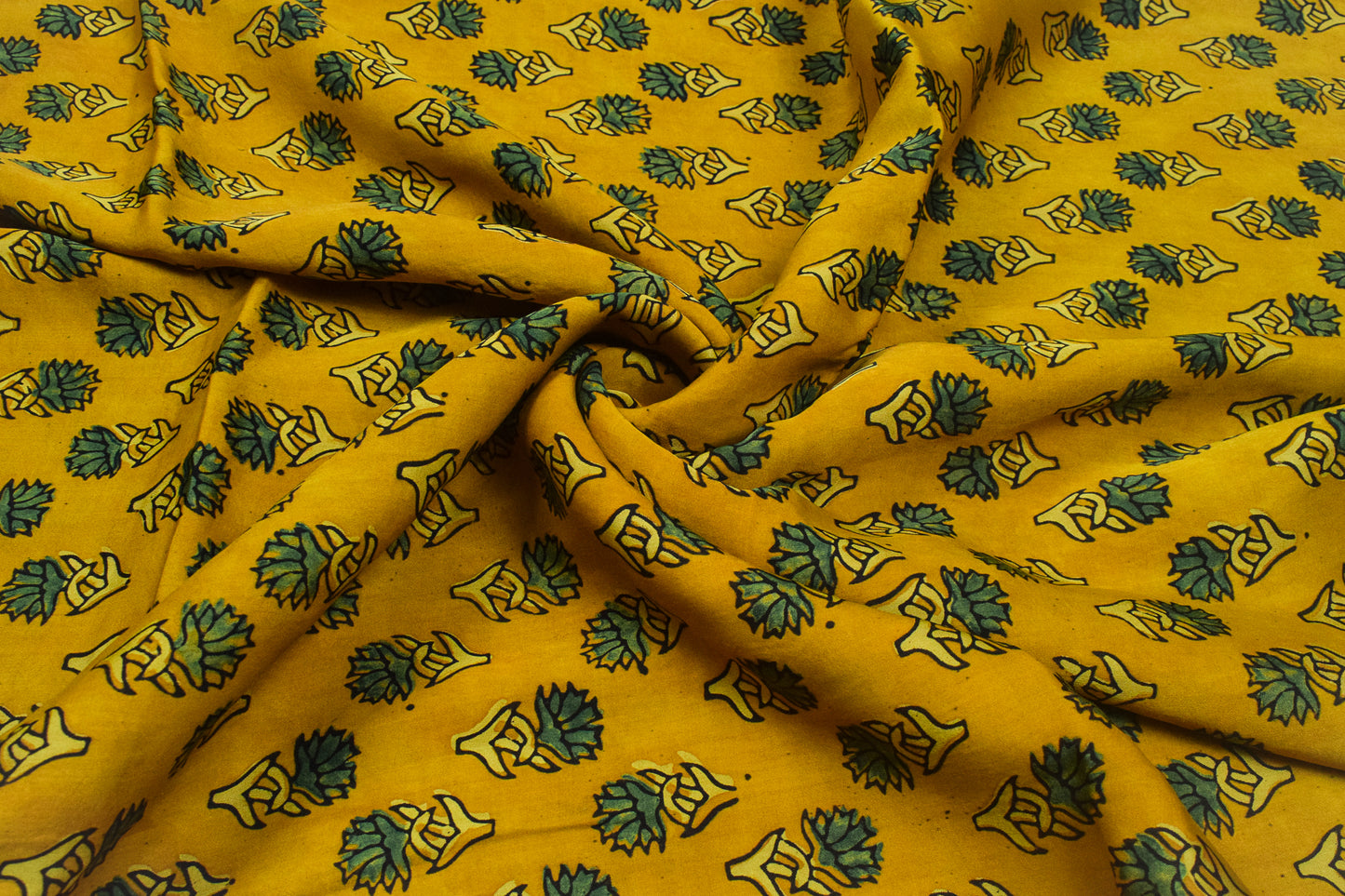 Ajrakh Modal Silk Natural Dye Hand Block Print Unstitched Kurta Fabric  2.50 Mtr Length   -  SKU : AI30101W