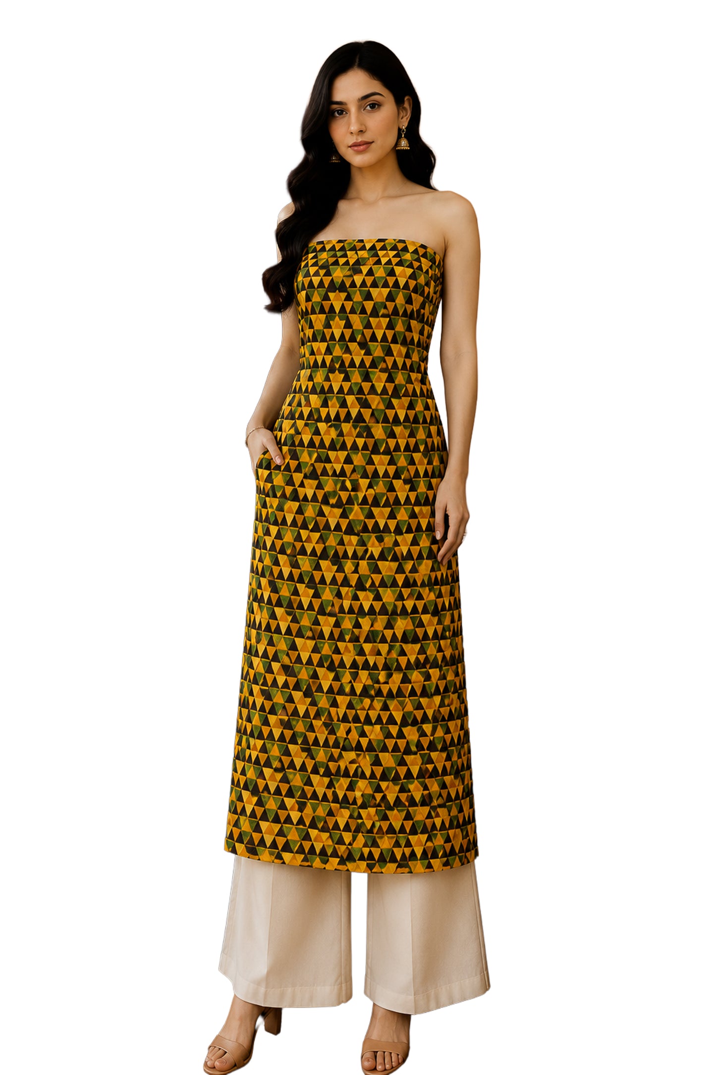 Ajrakh Modal Silk Natural Dye Hand Block Print Unstitched Kurta Fabric   3.00 Mtr Length  -  SKU : AI30102O
