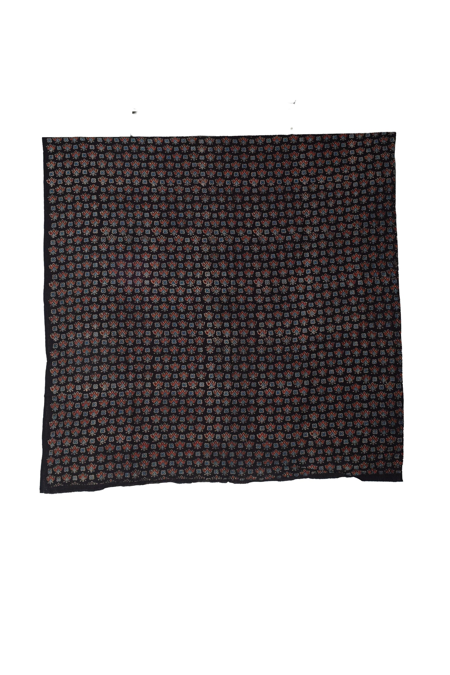 Ajrakh Kala Cotton Natural Dye Three Colour Print ( 3 Kam ) Hand Block Print Unstitched Kurta Fabric 2.4 Mtr  Length  -  SKU : DB16C01C