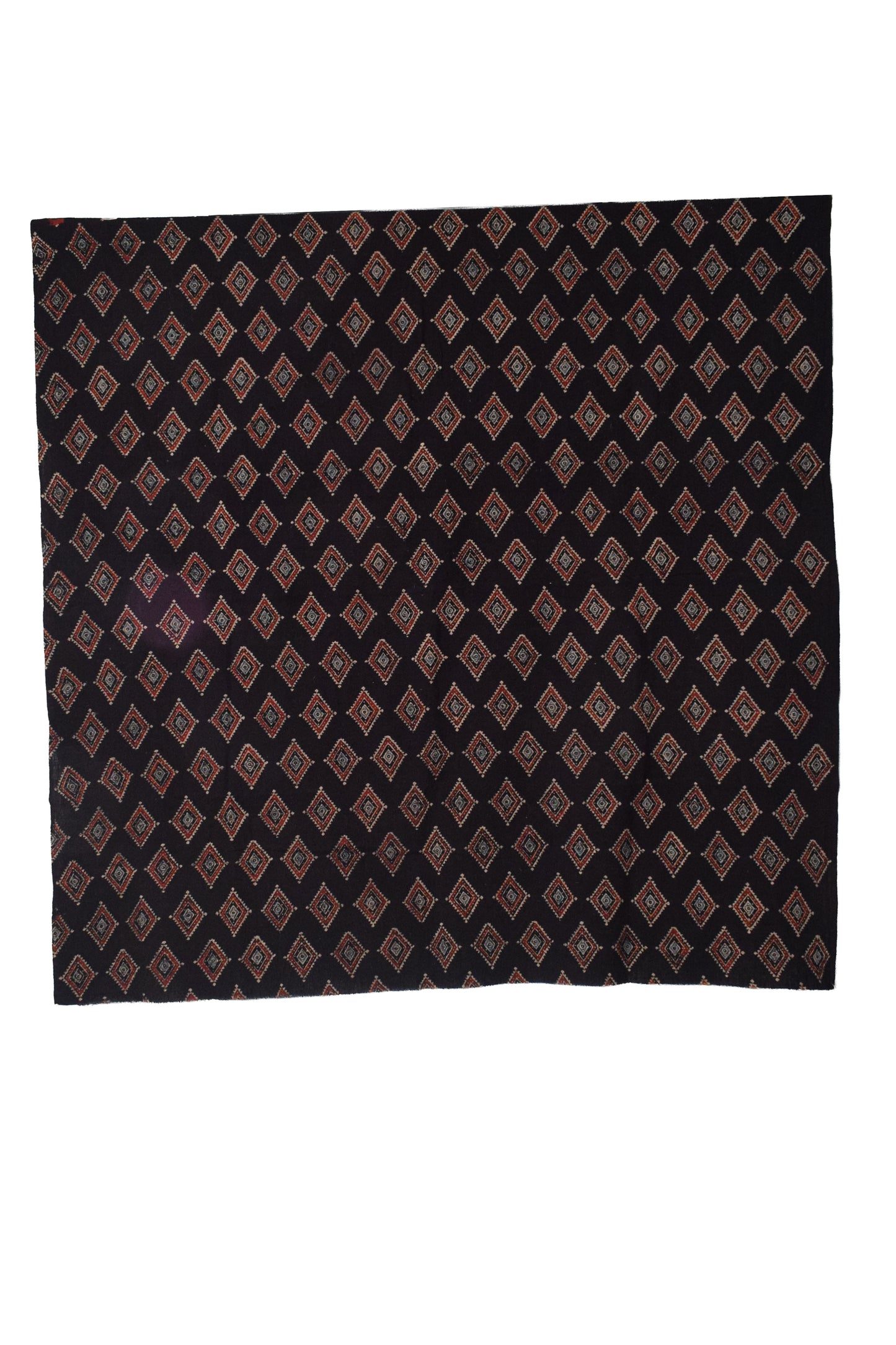 Ajrakh Kala Cotton Natural Dye Three Colour Print ( 3 Kam ) Hand Block Print Unstitched Kurta Fabric 2.4 Mtr  Length  -  SKU : DB16C01E