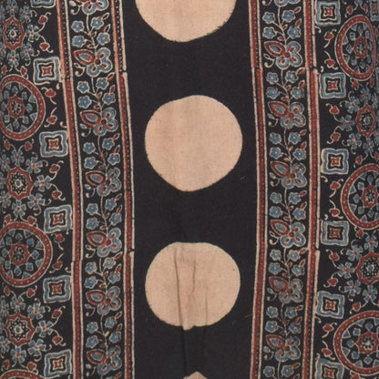 Ajrakh Kala Cotton Natural Dye Three Colour Print ( 3 Kam ) Hand Block Print Unstitched Kurta Fabric 2.4 Mtr  Length  -  SKU : DB16C01F