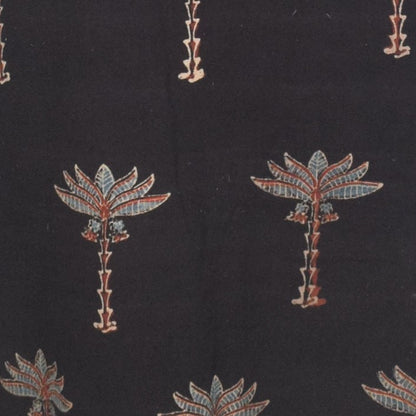 Ajrakh Kala Cotton Natural Dye Three Colour Print ( 3 Kam ) Hand Block Print Unstitched Kurta Fabric 2.4 Mtr  Length  -  SKU : DB16C01G