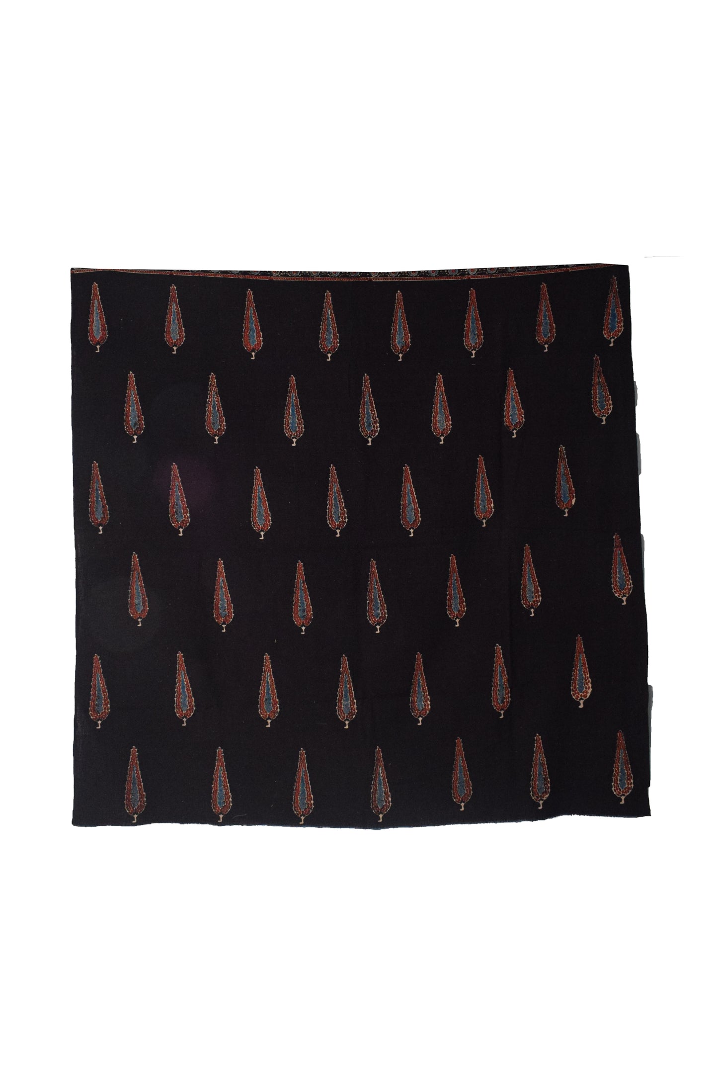 Ajrakh Kala Cotton Natural Dye Three Colour Print ( 3 Kam ) Hand Block Print Unstitched Kurta Fabric 2.4 Mtr  Length  -  SKU : DB16C01I