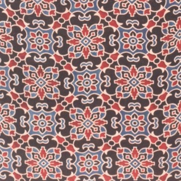 Ajrakh Modal Silk Natural Dye Screen Print Hand Printed Unstitched Kurta Fabric    2.5 Mtr  Length  -  SKU : JB23B03D