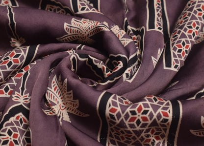 Ajrakh Modal Silk Natural Dye Screen Print Hand Printed Unstitched Kurta Fabric    2.5 Mtr  Length  -  SKU : JB01C01C