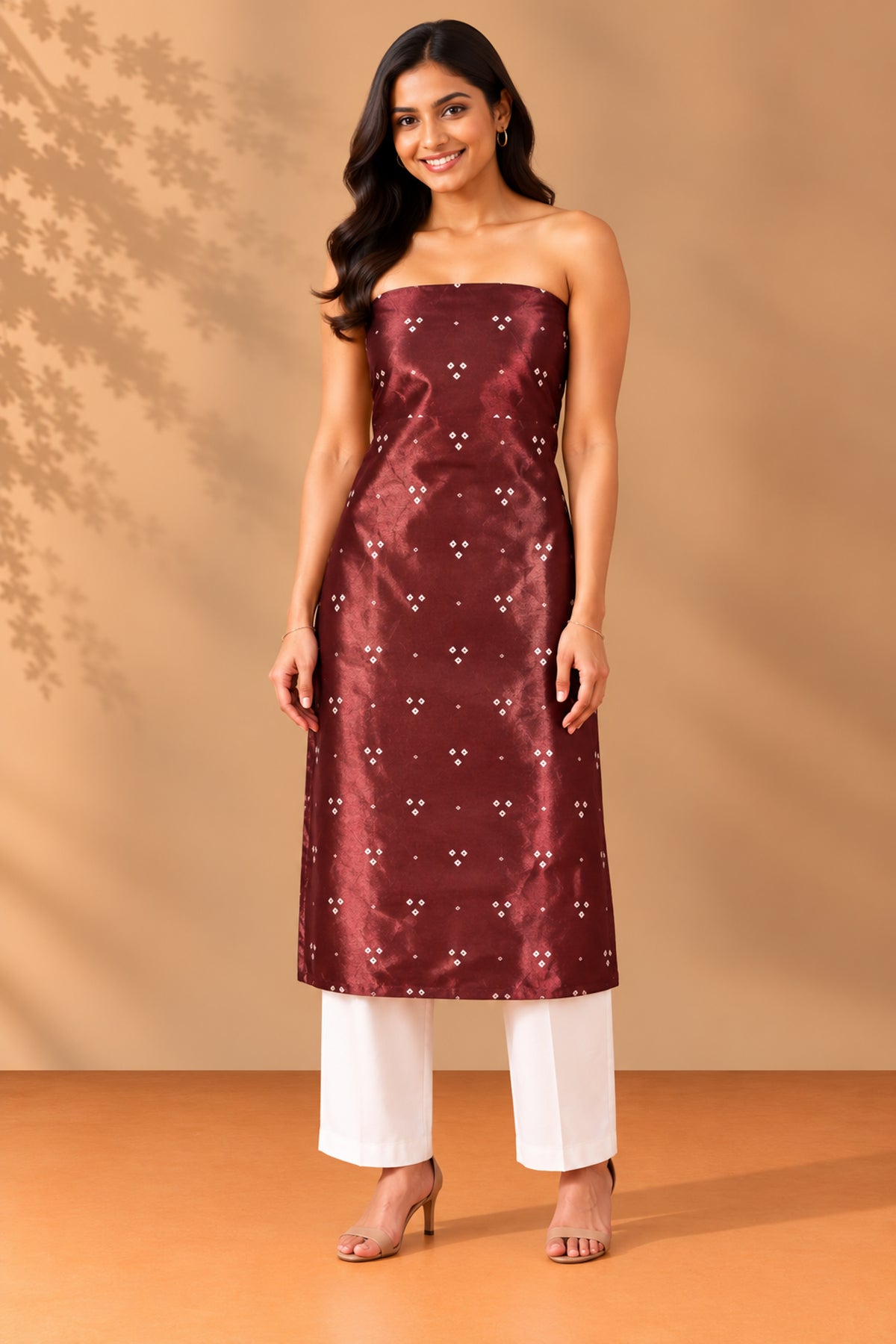 Bandhej [ Tie-Dye] Mashru Silk Unstitched Kurta Fabric  3.00 Mtr  Length  -  SKU : HM19A02D