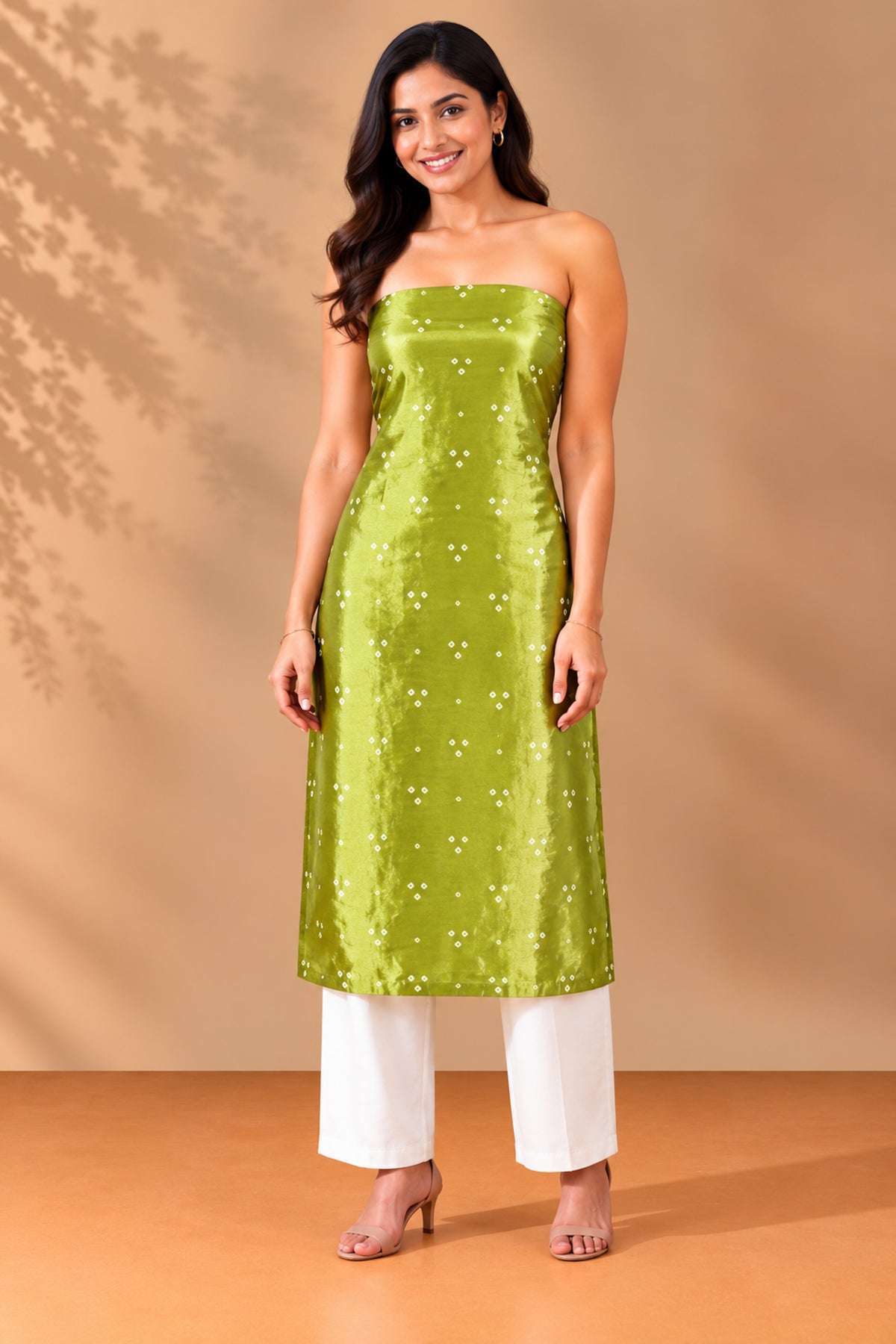 Bandhej [ Tie-Dye] Mashru Silk Unstitched Kurta Fabric  2.50 Mtr  Length  -  SKU : HM19A01L