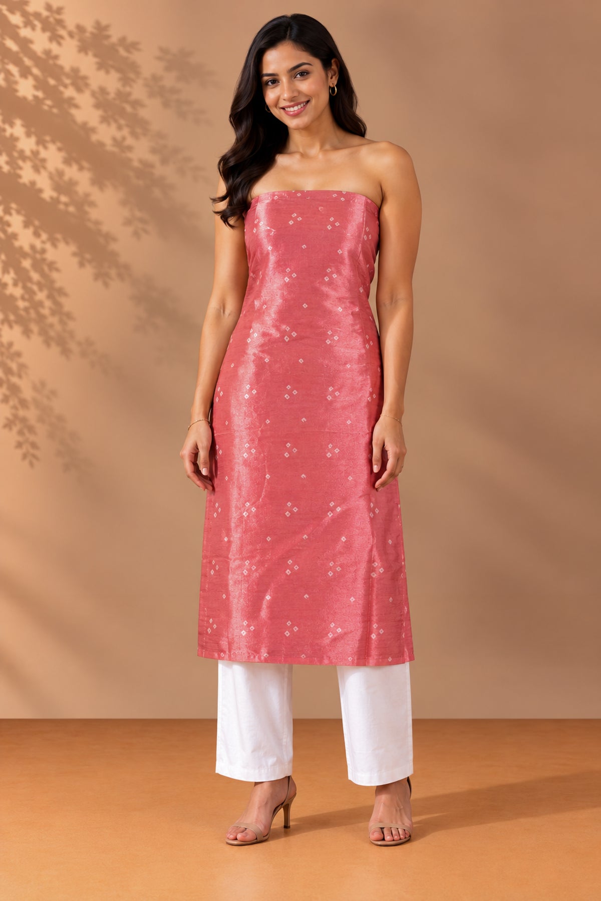 Bandhej [ Tie-Dye] Mashru Silk Unstitched Kurta Fabric  3.00 Mtr  Length  -  SKU : HM19A02J