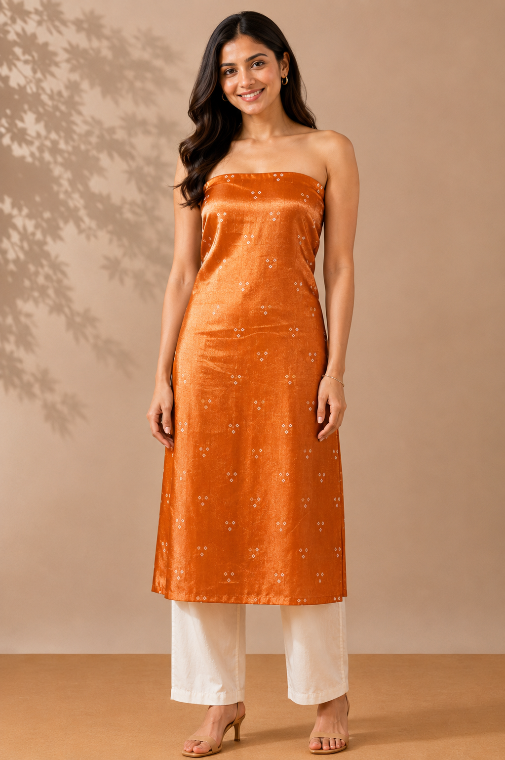 Bandhej [ Tie-Dye] Mashru Silk Unstitched Kurta Fabric 3.0 Mtr  Length  -  SKU : HM12802H